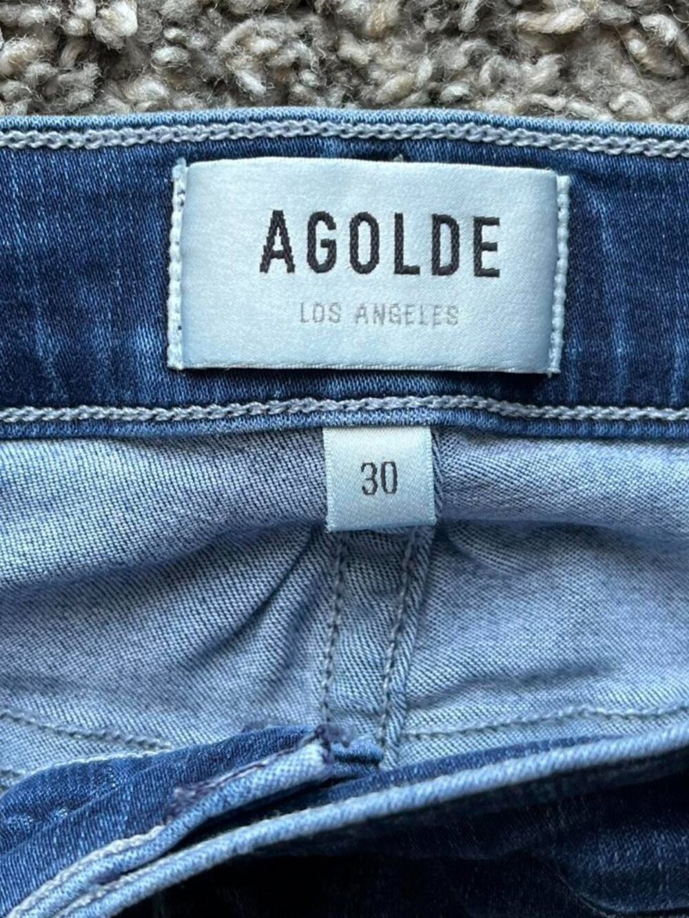 Agolde Blue Denim Straight Leg High Waisted Jeans Size 30 Distressed Feminine - Picture 2 of 7